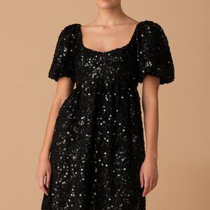 Listicle Black Sequined Baby Doll dress- size 4/5